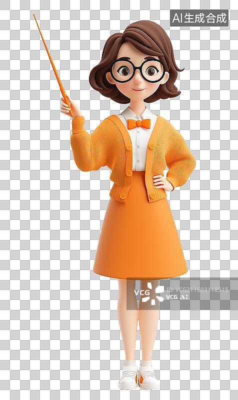 【AI数字艺术】女教师手持教鞭和书本图片素材