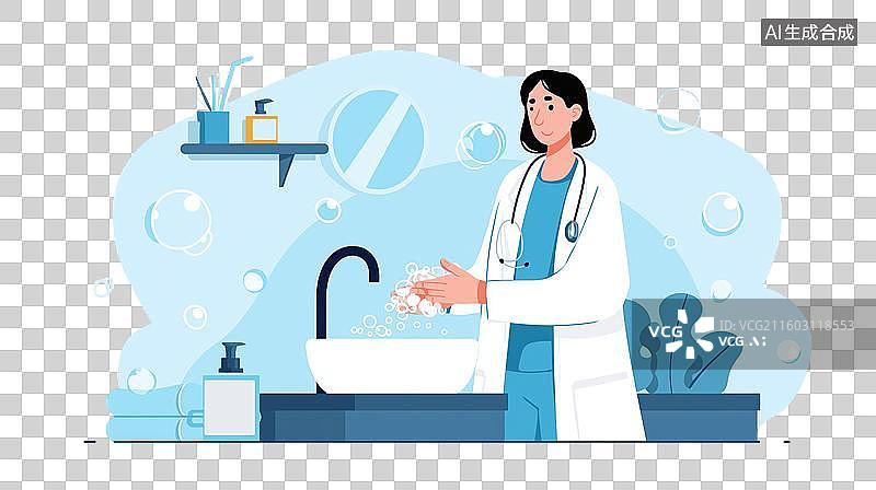 【AI数字艺术】医生在洗手池洗手图片素材
