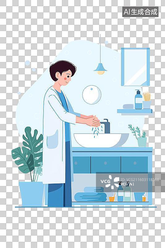 【AI数字艺术】医生在洗手池洗手图片素材