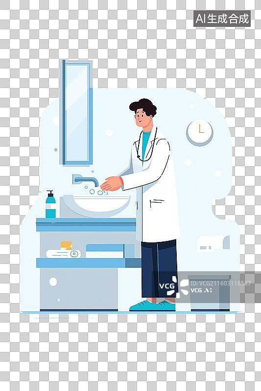 【AI数字艺术】医生在洗手池洗手图片素材