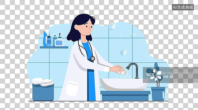 【AI数字艺术】医生在洗手池洗手图片素材