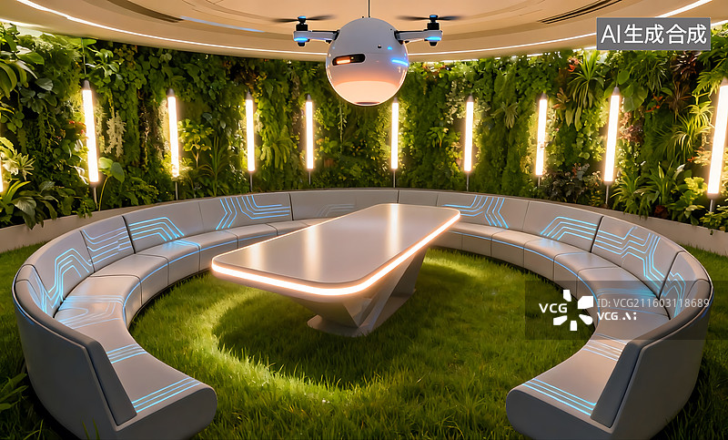 【AI数字艺术】未来科技会议室图片素材