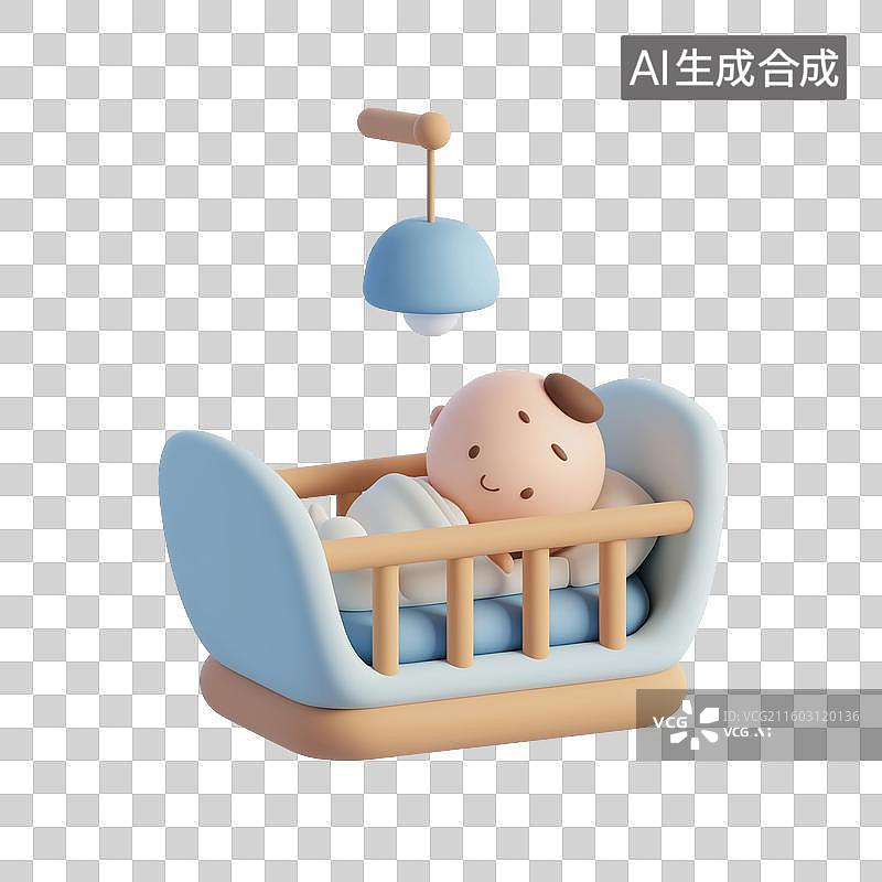 【AI数字艺术】婴儿睡在婴儿床里图片素材