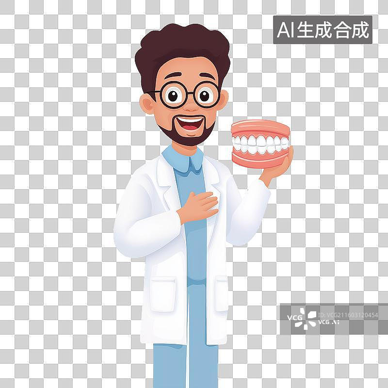 【AI数字艺术】牙医手持牙齿模型图片素材