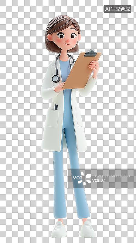 【AI数字艺术】女医生手持病历夹站立图片素材