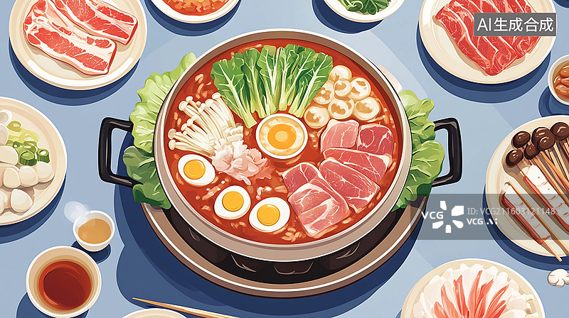 【AI数字艺术】冬日暖心中式火锅盛宴图片素材