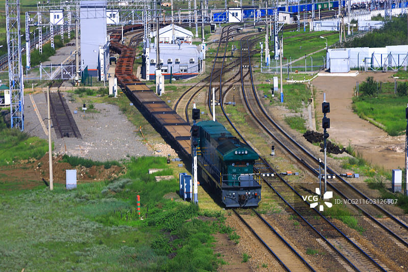 满洲里国门边境外贸小火车图片素材