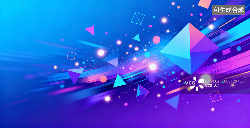 【AI数字艺术】彩色几何图形动态背景图片素材