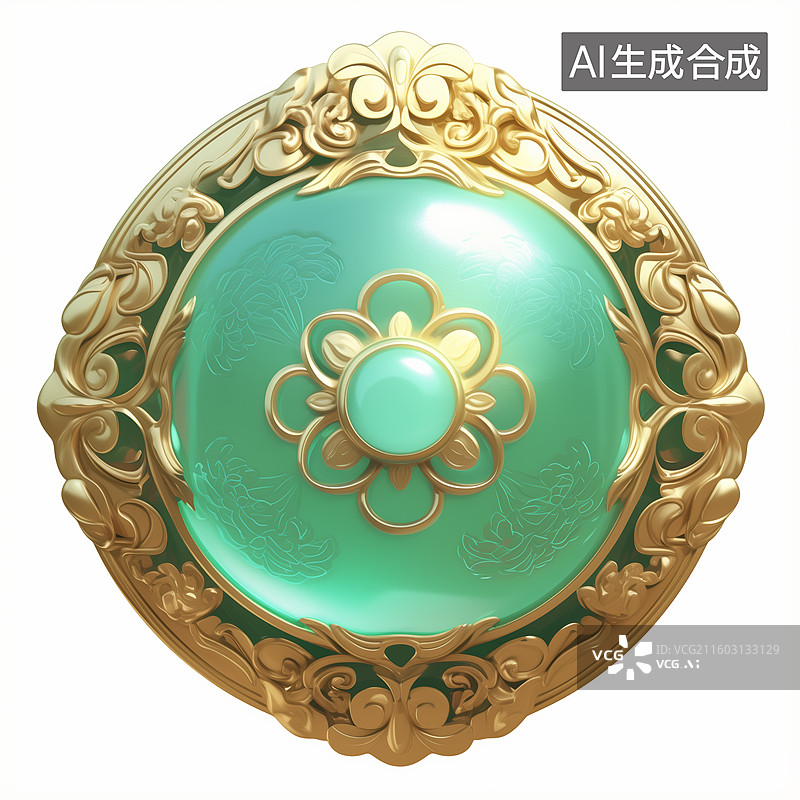 【AI数字艺术】金镶玉奖牌挂件图片素材
