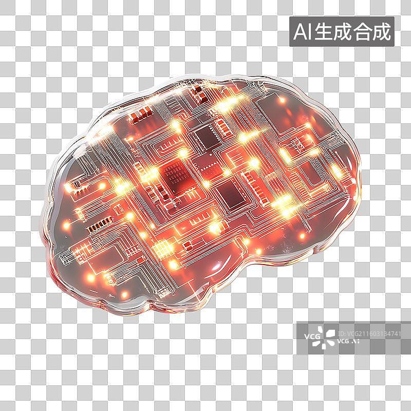 【AI数字艺术】脑机接口智能仿生大脑芯片概念图片素材