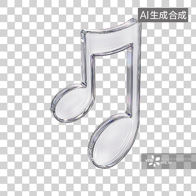 【AI数字艺术】透明玻璃音符图片素材