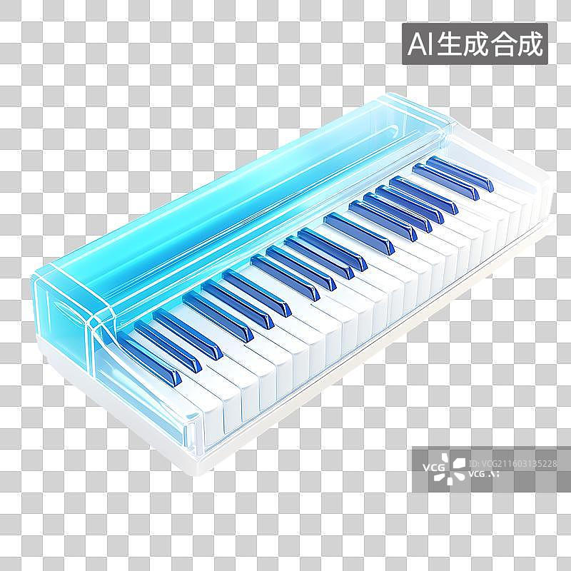 【AI数字艺术】透明炫彩电子琴键盘乐器图片素材