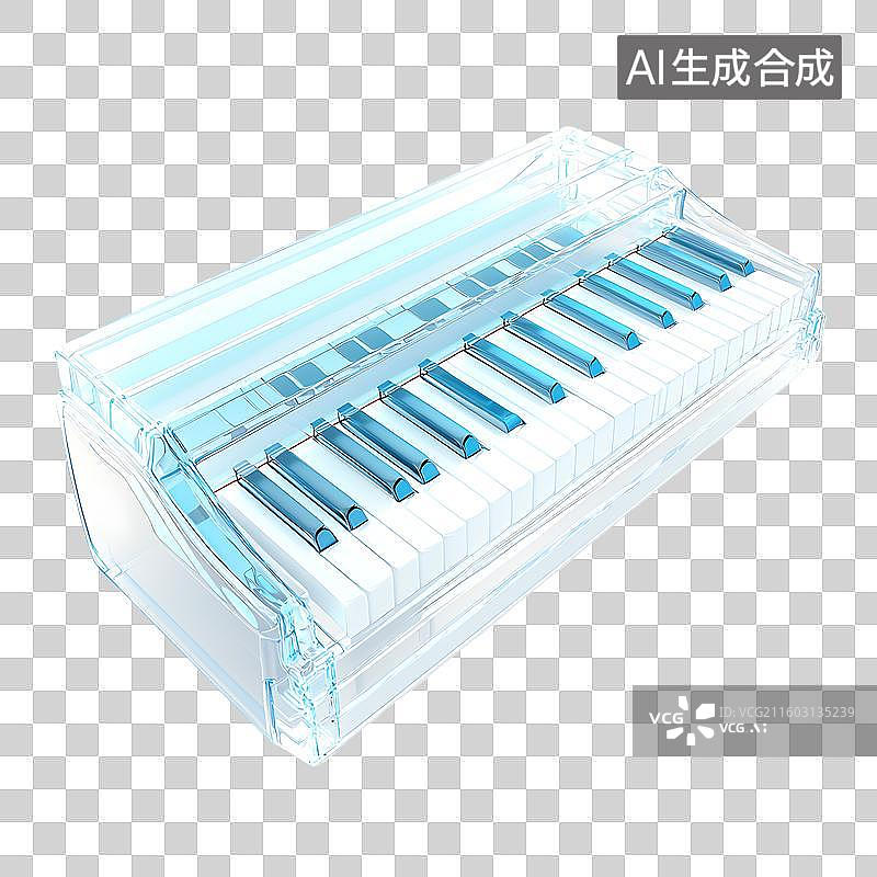 【AI数字艺术】透明炫彩电子琴键盘乐器图片素材