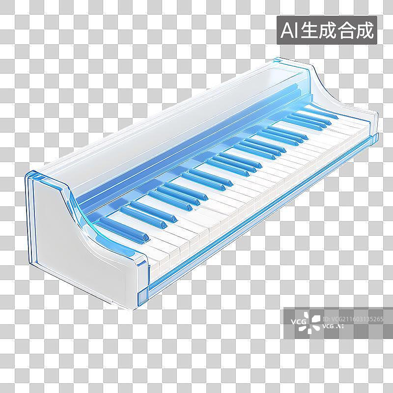 【AI数字艺术】透明炫彩电子琴键盘乐器图片素材