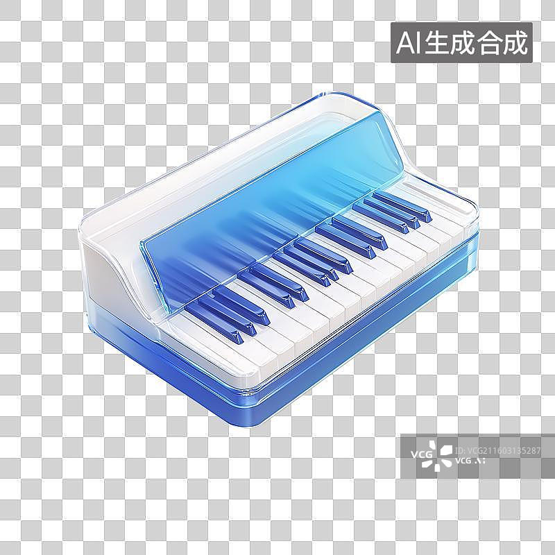 【AI数字艺术】透明炫彩电子琴键盘乐器图片素材