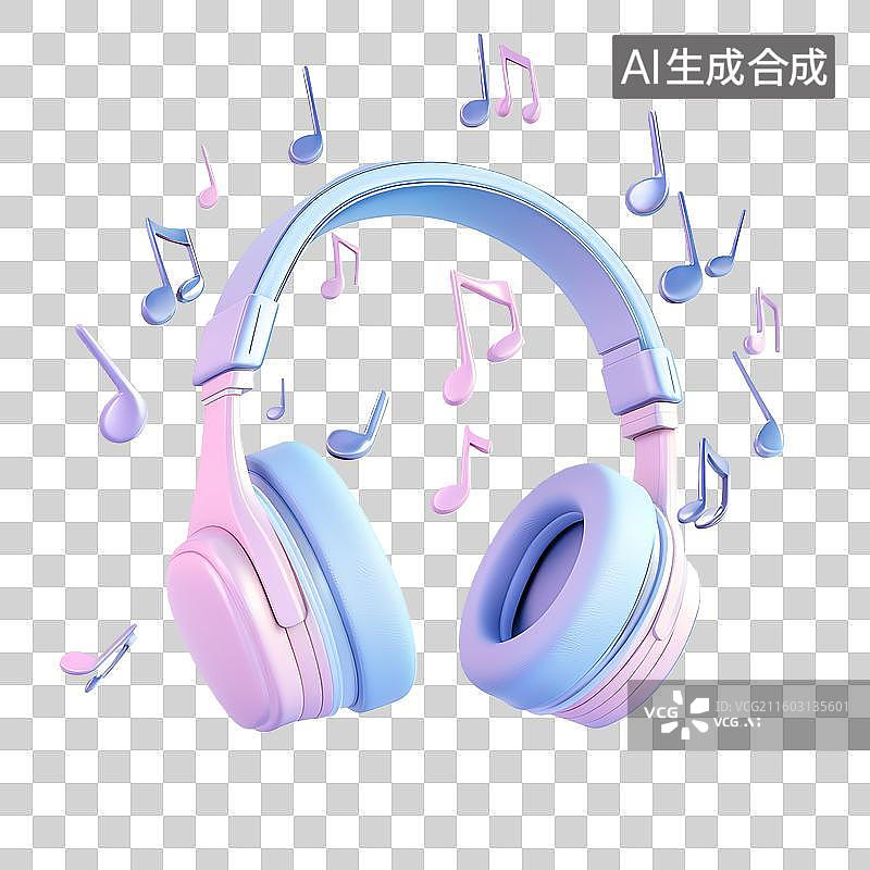 【AI数字艺术】潮流视听设备音乐耳机配音符元素图片素材
