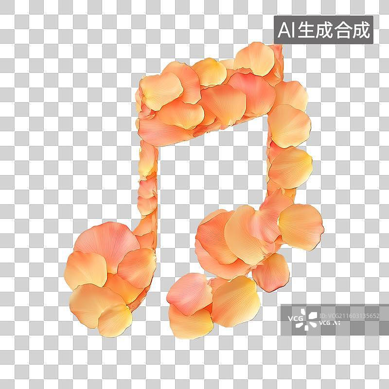 【AI数字艺术】花瓣组成的创意音乐音符图片素材