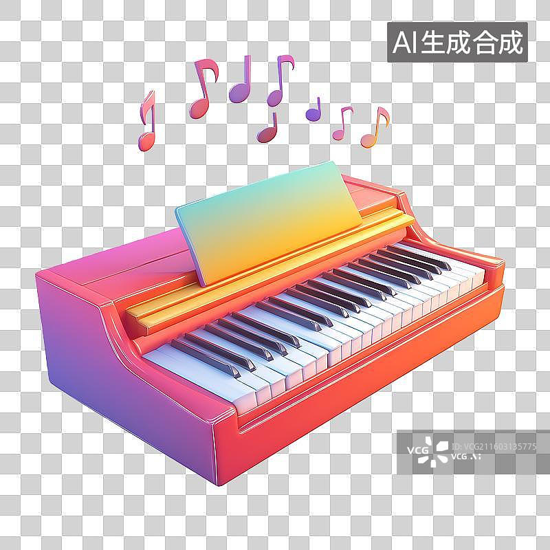 【AI数字艺术】电子琴乐器配音乐音符元素图片素材