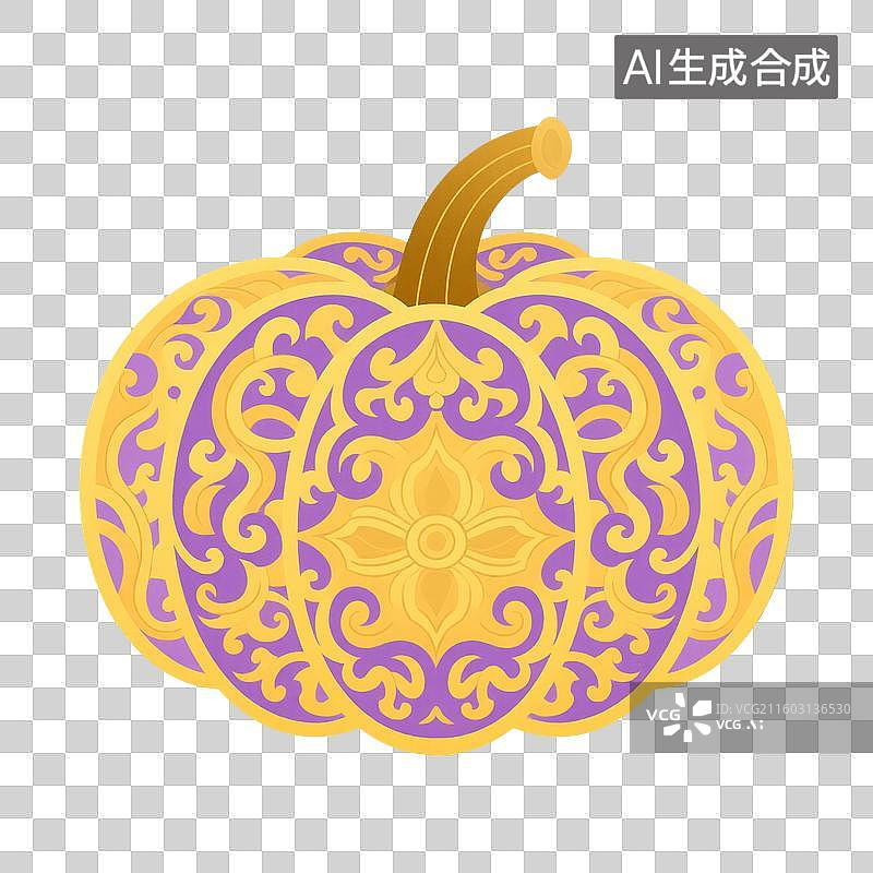 【AI数字艺术】中国风手绘插画，南瓜，，植物，免抠元素图片素材