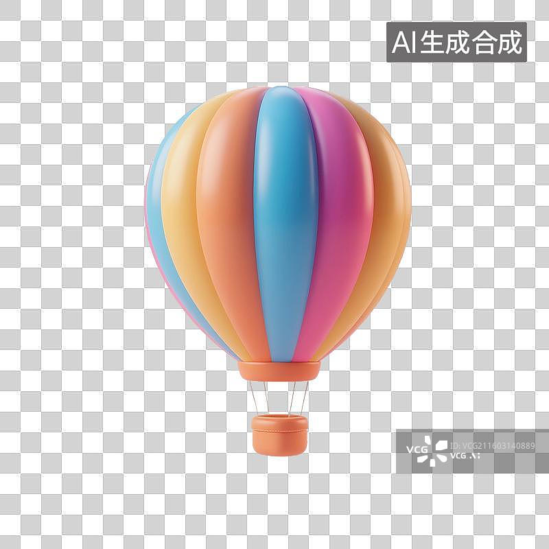【AI数字艺术】3D渲染，卡通热气球，充气玩具，气球，免抠元素图片素材