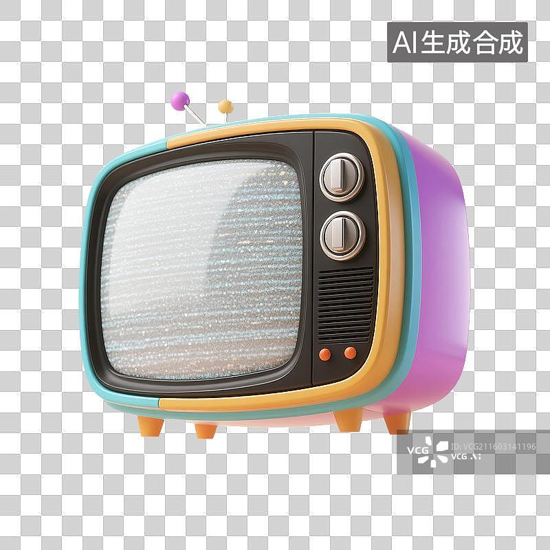 【AI数字艺术】3D渲染，卡通电视机，电视剧，电视，视频，播放器，传媒，媒体直播，图形图标，免抠元素图片素材