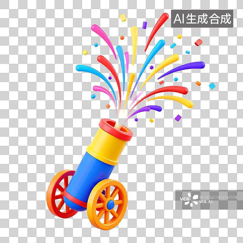 【AI数字艺术】彩色发射炮3D免抠元素图片素材