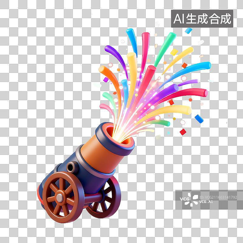 【AI数字艺术】彩色礼花发射炮3D免抠元素图片素材
