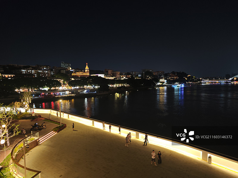 闽江之心中洲岛改建夜景解放大桥烟台山江景图片素材