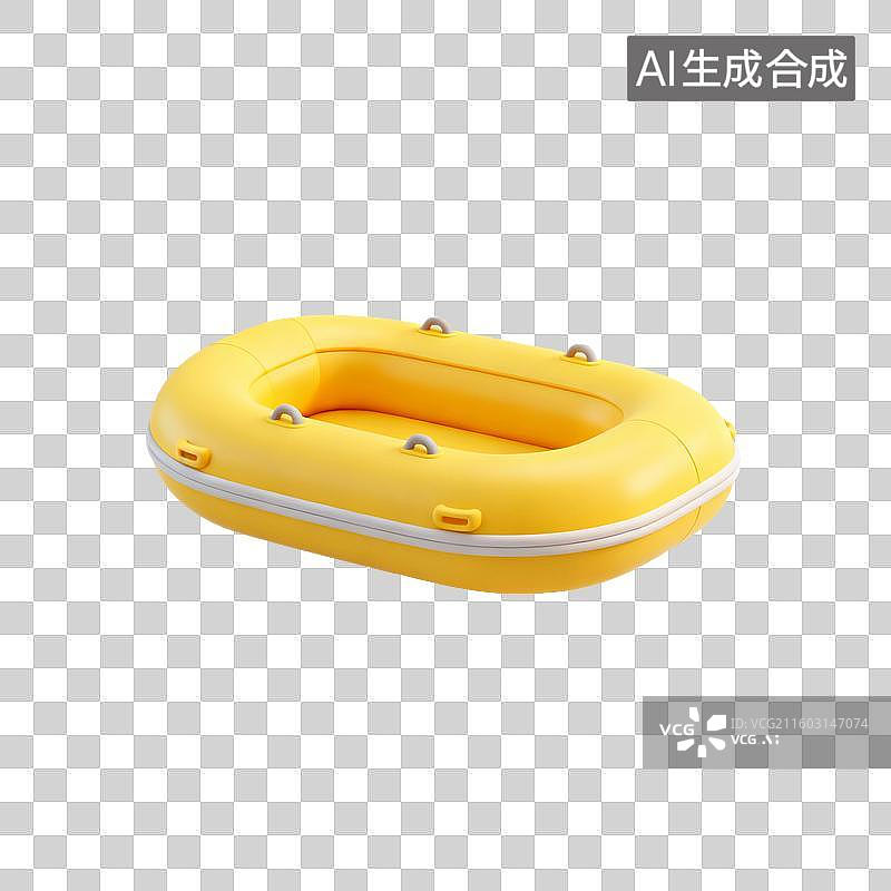 【AI数字艺术】3D渲染，皮划艇，皮筏，充气皮筏，漂流，度假，免抠元素图片素材