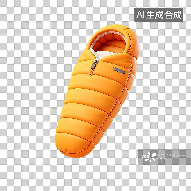 【AI数字艺术】3D渲染，睡袋，露营，旅游，旅行，免抠元素图片素材