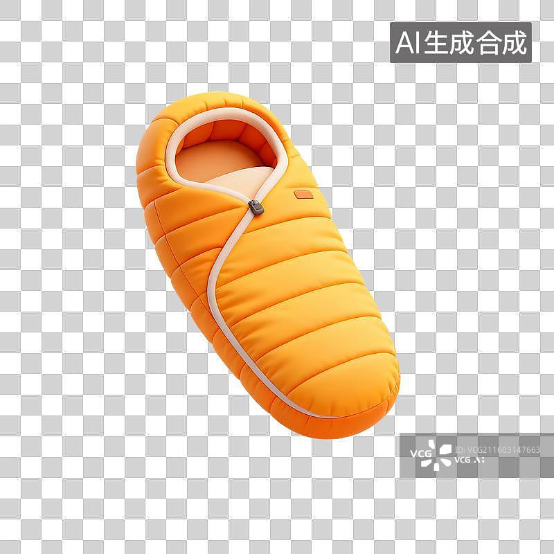 【AI数字艺术】3D渲染，睡袋，露营，旅游，旅行，免抠元素图片素材
