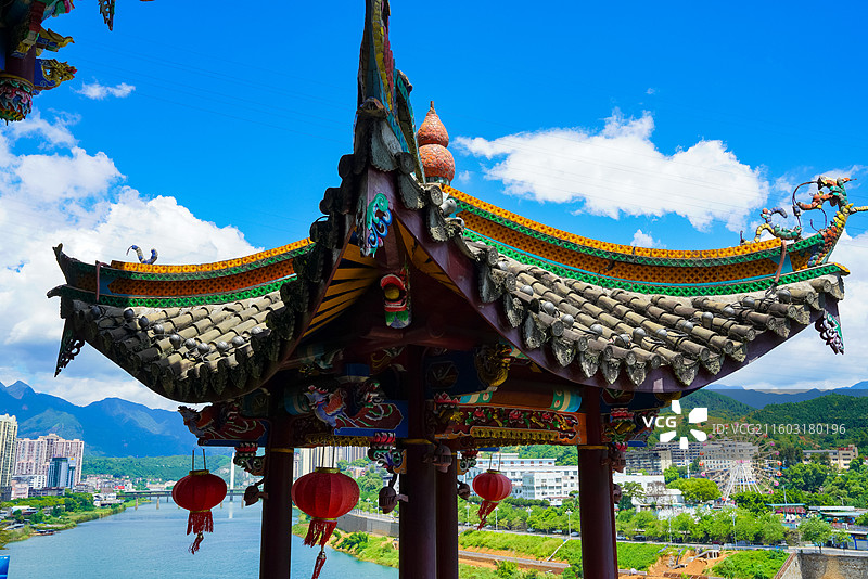 福建省南平市延平区，闽北第一阁，明翠阁，南平圣宫殿图片素材