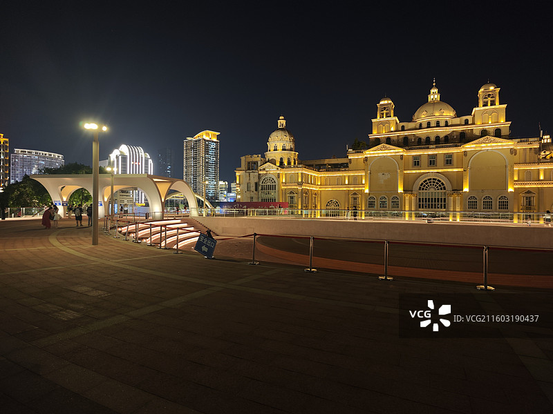 闽江之心中洲岛改建夜景解放大桥烟台山江景图片素材