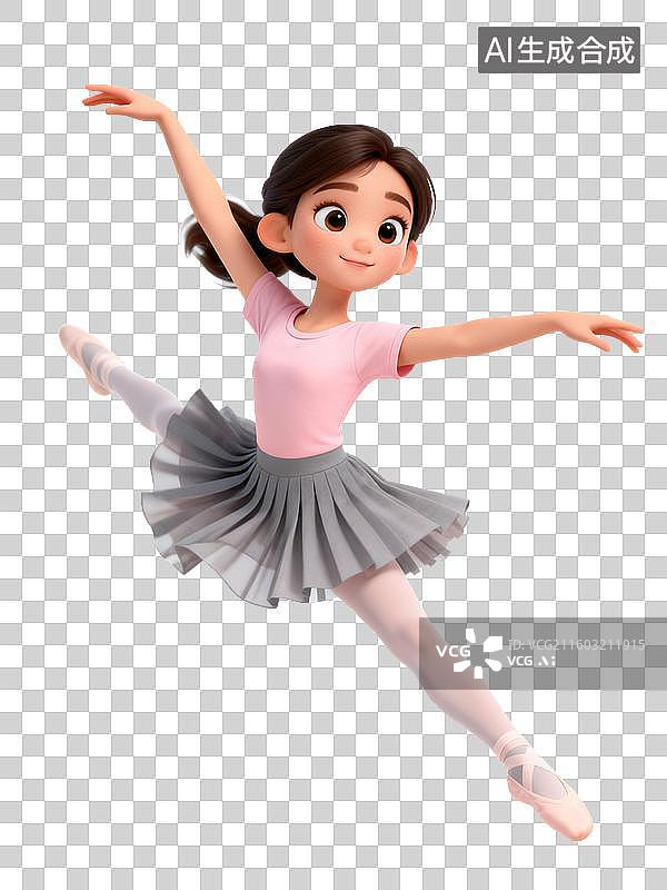 【AI数字艺术】芭蕾舞女孩跳跃姿态图片素材