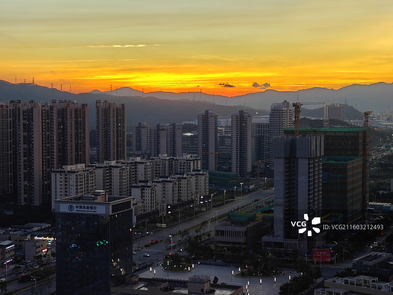 日落西山，金光熠熠-深汕合作区鹅埠镇图片素材
