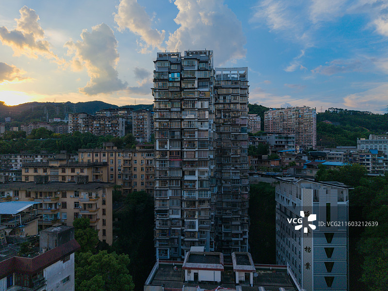 福建省南平市延平区，南平地区医院职工住宅区，城市风光，航拍！图片素材