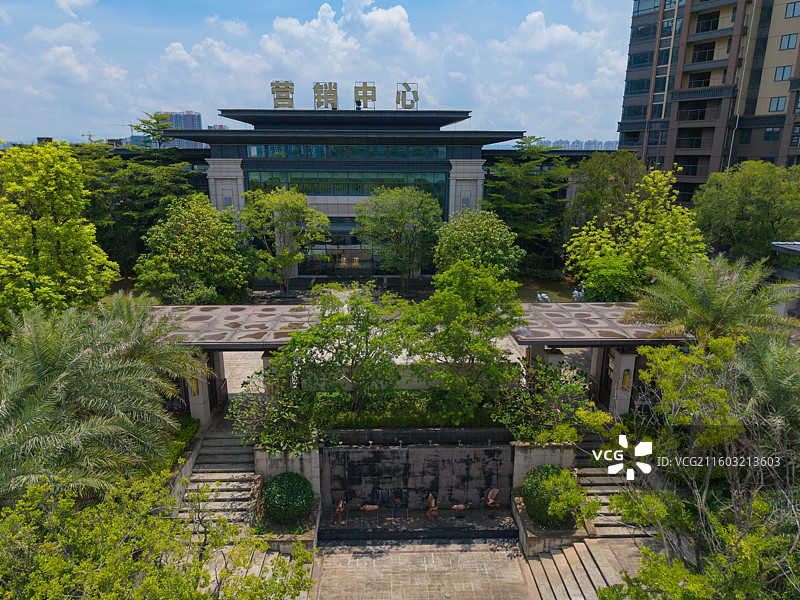 广东省河源市源城区，工业大道北，万隆湖景一号，万隆钓鱼台，房地产航拍！图片素材