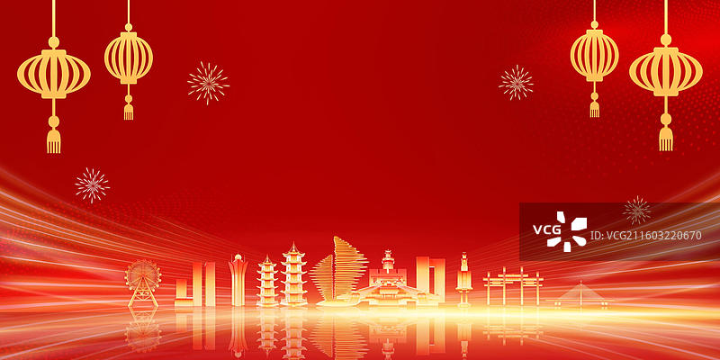 红色科技感泉州城市年会展板科技风格年终总结背景展板图片素材