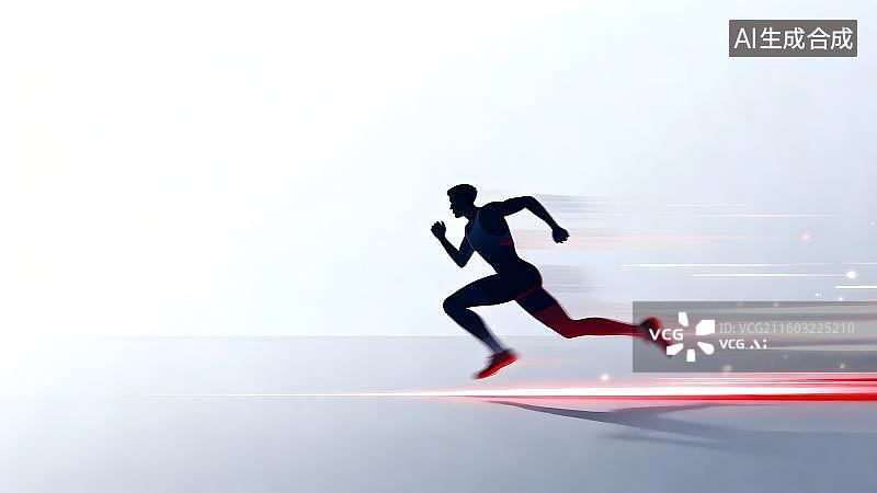 【AI数字艺术】红色主题运动员剪影体育赛跑海报图片素材