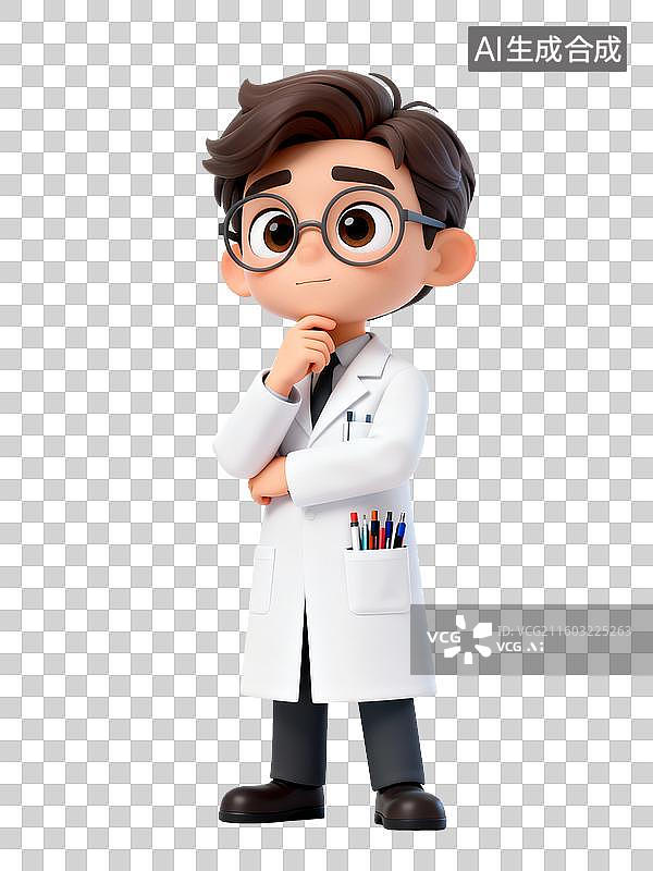 【AI数字艺术】戴眼镜的卡通医生形象图片素材