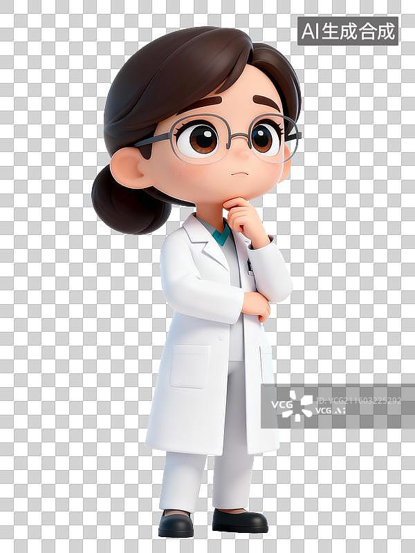 【AI数字艺术】戴眼镜的女医生卡通形象图片素材
