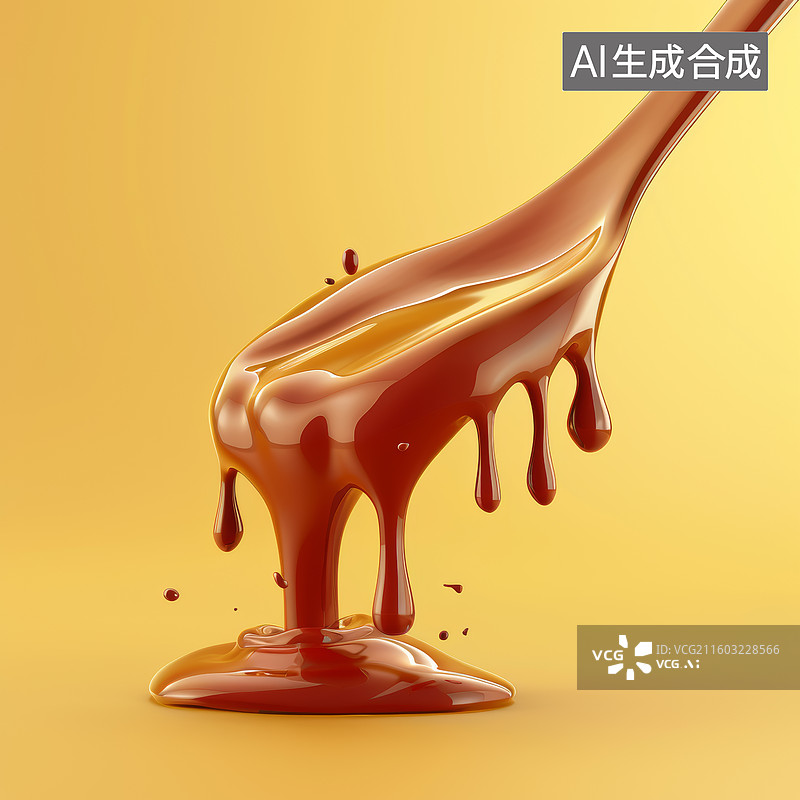【AI数字艺术】巧克力勺子滴落瞬间特写创意素材图片素材