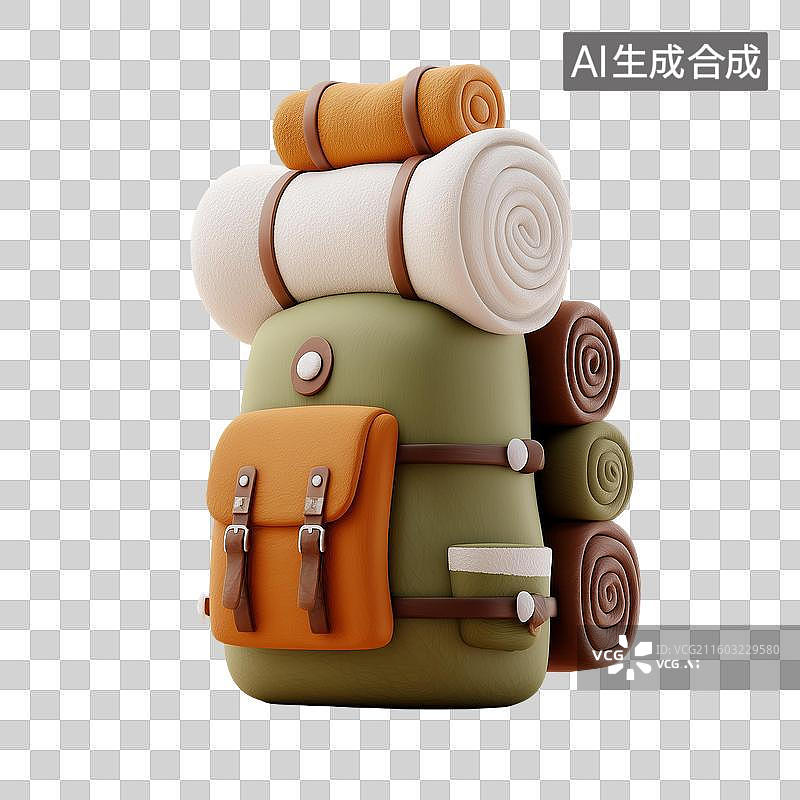 【AI数字艺术】露营背包3D图标图片素材