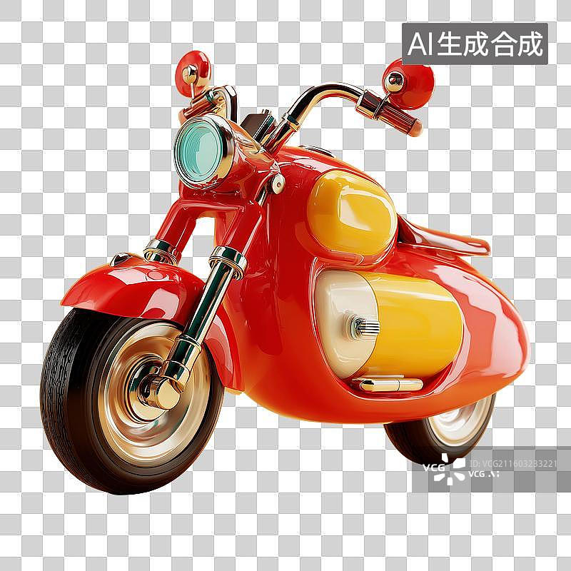 【AI数字艺术】卡通摩托车3D图标图片素材