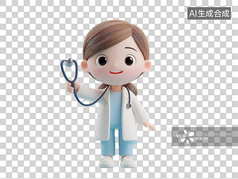 【AI数字艺术】持听诊器医生3D插图图片素材