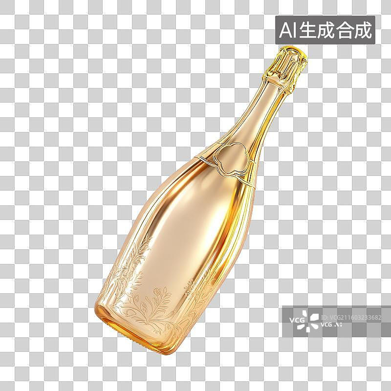 【AI数字艺术】香槟酒瓶3D图标图片素材