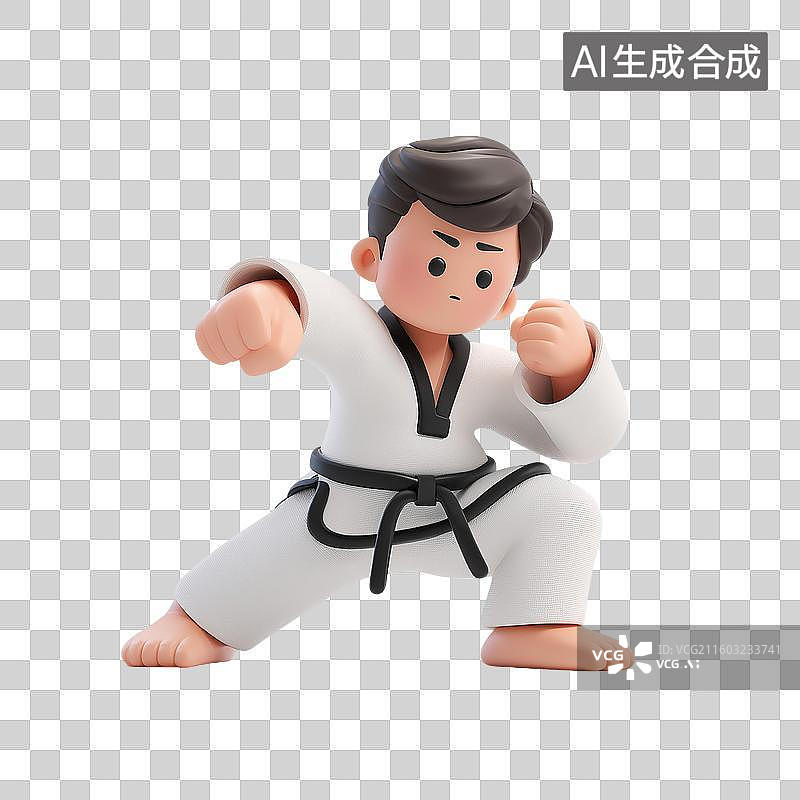 【AI数字艺术】跆拳道选手3D人物图片素材
