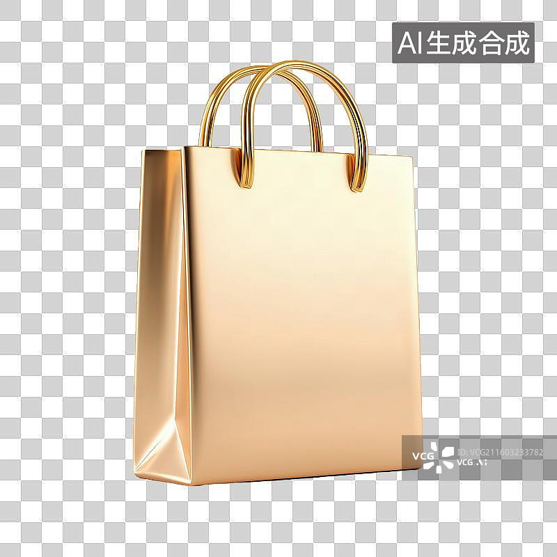 【AI数字艺术】金色礼品袋3D图标图片素材