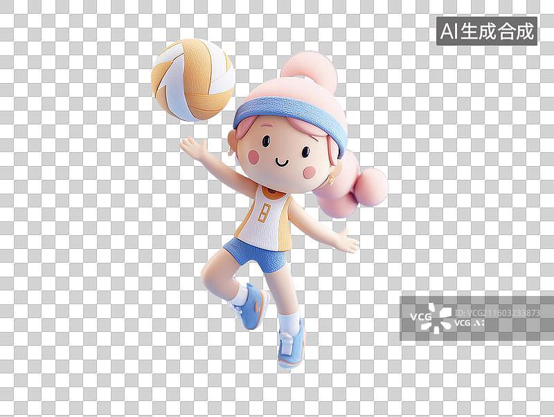 【AI数字艺术】排球运动员3D人物图片素材