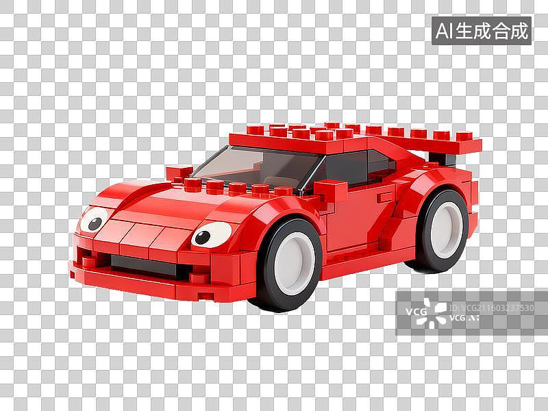 【AI数字艺术】红色汽车积木免抠素材图片素材